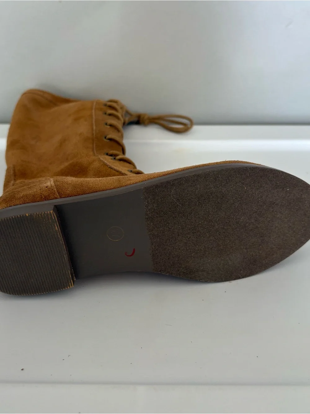 Joyfolie aelin lace up tall cow suede nutmeg color boots girls size 2Y